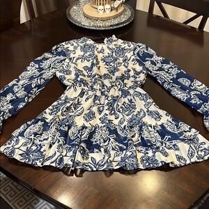 Blue and White Floral Dress